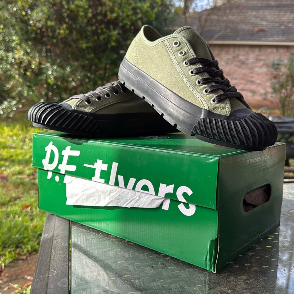 Brand new in box P.F. Flyers Olive Green